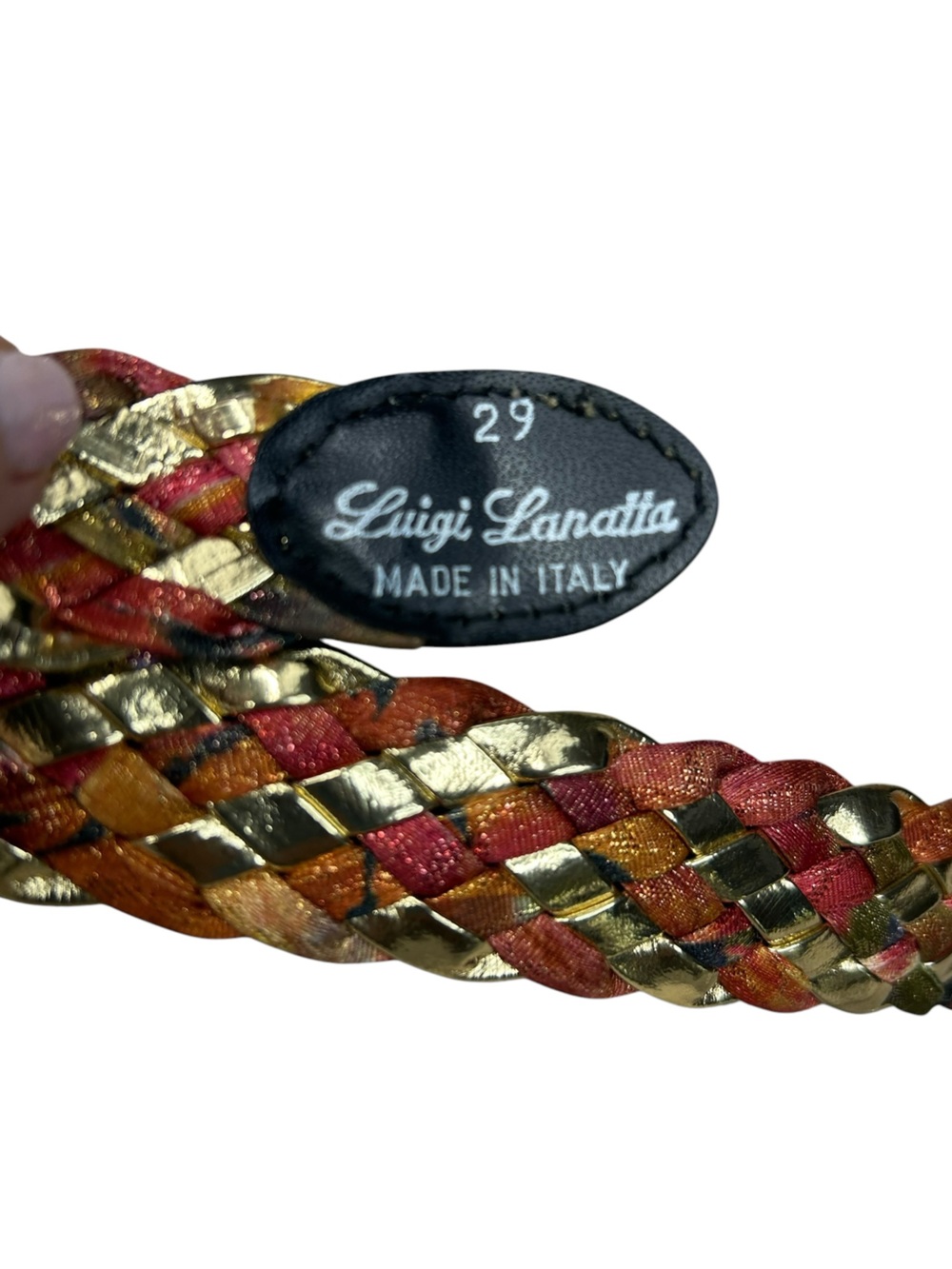 Luigi Lanatta Metallic Braided Leather Belt 29 Vintage Made In Italy - Picture 7 of 8